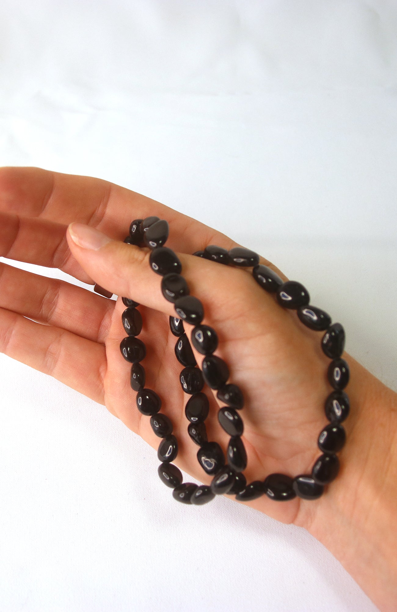 Black Tourmaline Nugget 6-8mm Bracelet for Wrists up to 20cm
